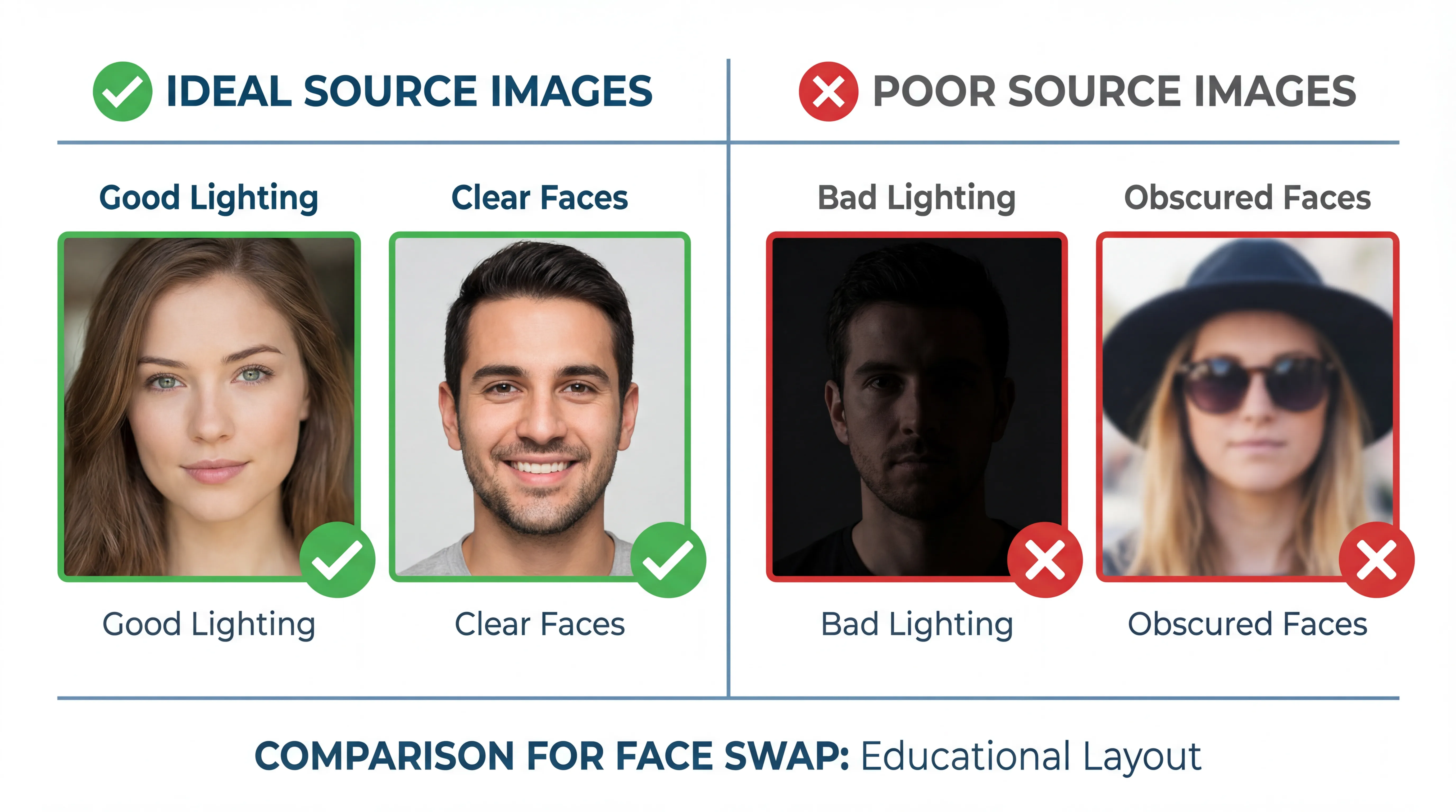 Ideal vs poor source images for face swap